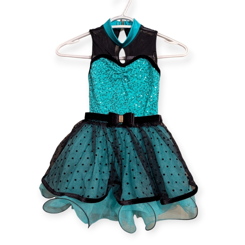 Weissman Girl's Turquoise and Black Dance Costume IC